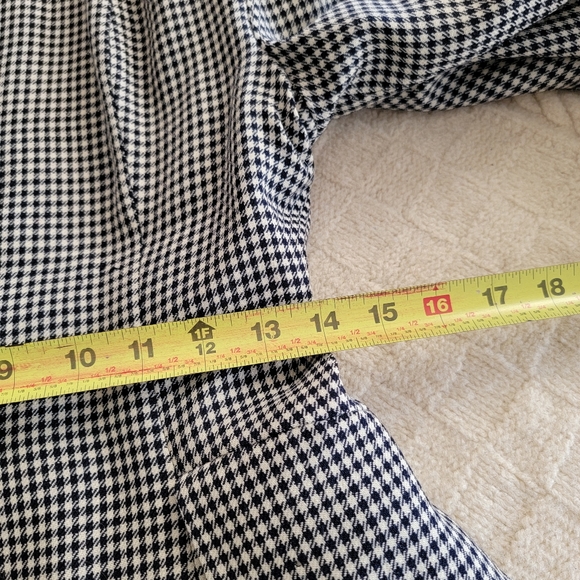 VINTAGE Micro Houndstooth Wool Long Riding Trench Coat Womens S/M Black ivory - Picture 10 of 14